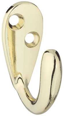 Hook, Robe, Single-Prong, Polished Brass - True Value Hardware