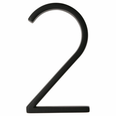 Distinctions House Address Number 2, Flush/Floating Screw Mount, Black ...